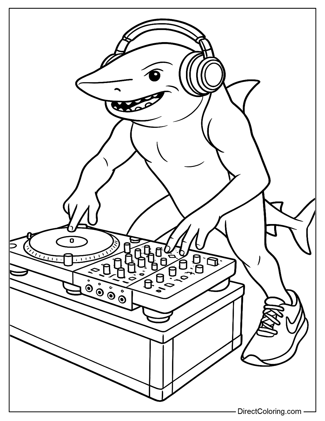 Tralalero Tralala DJ Coloring Page Free